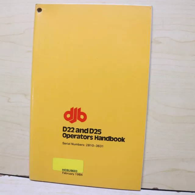 CATERPILLAR DJB D25 D22 Articulated Dump Truck Owner Operator Manual
