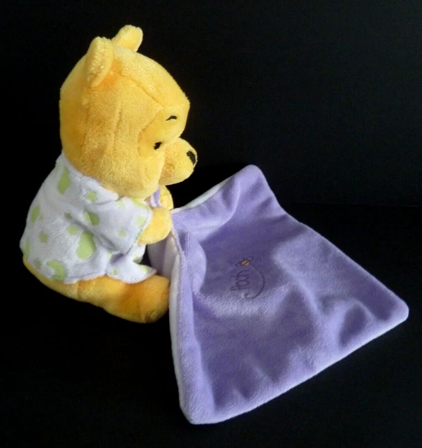 *. Peluche Doudou Disney Nicotoy Pooh Winnie Mouchoir Mauve Lune Vert - Neuf *