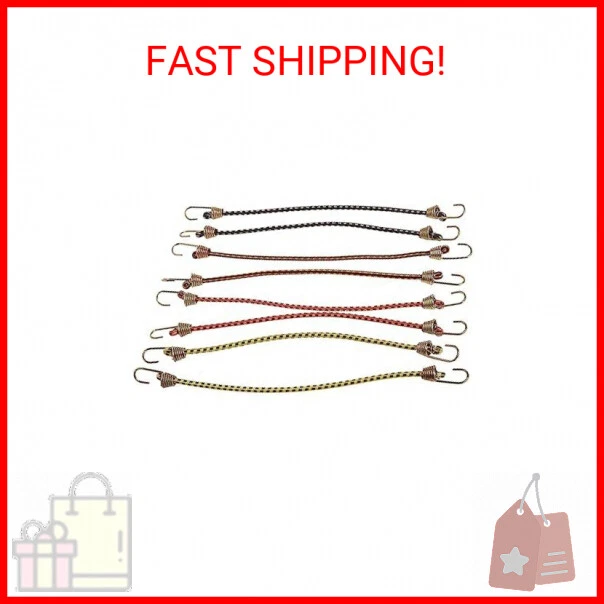 Keeper - 10" Mini Bungee Cords in Assorted Colors, 8 Pack