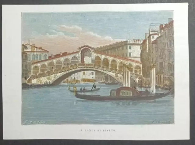 Stampa Antica Veduta Ponte Rialto Venezia Rive Adriatico Yriarte Treves 1897