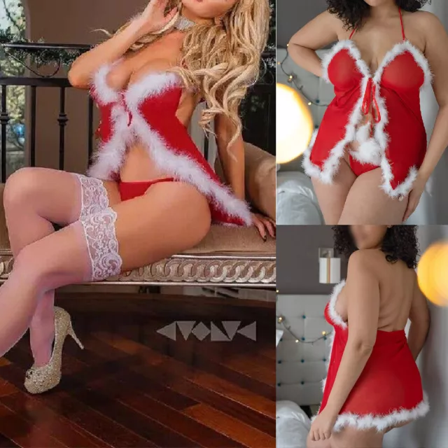 SEXY LADIES CHRISTMAS Lingerie Mrs Santa Xmas Cosplay Fancy Dress