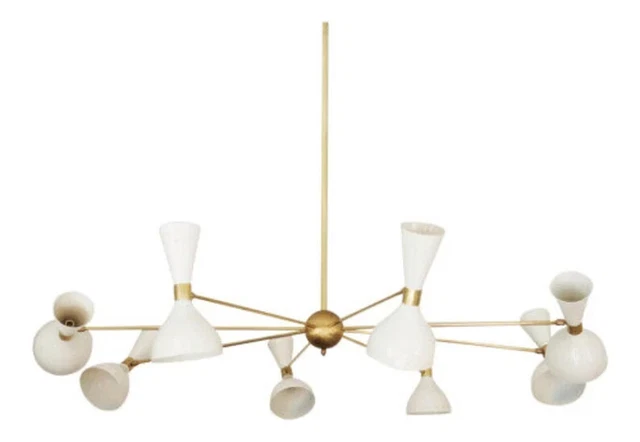 Mid Century Chandeliers, Italian Stilnovo Style, Diablo Chandelier 8 Arms/16 Bul