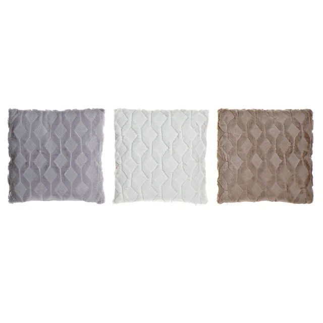 Coussin DKD Home Decor Blanc Marron Polyester Losanges (45 x 10 x 45 cm) (3 pcs)