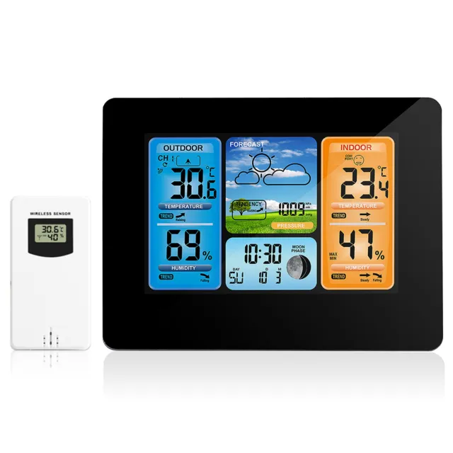 Indoor Outdoor Wireless Weather Station Weather Clock Forecast with Sensor U2E2