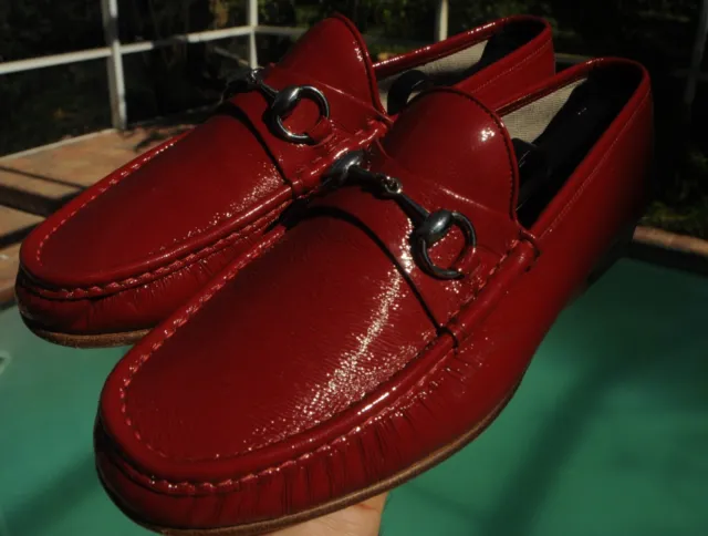 Gucci Men's  Strawberry red   Dress leather  Loafer Shoes  brand Sze 9.5 G