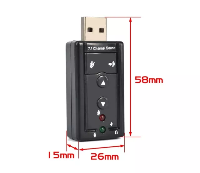 Externe USB Carte Son 7.1 Canaux 3D Audio Adaptateur 3.5mm Casque MIC PC Bureau 2