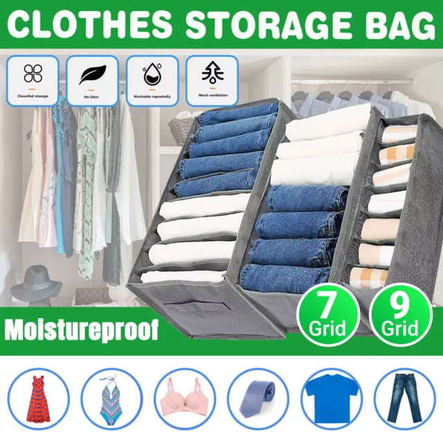 Wardrobe Clothes Organizer Jeans Compartment Storage Box Foldable Drawer AU HOT