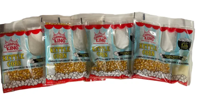 4 Concession Stands All-In-One Kettle Corn Popcorn Kit for 6 oz. Popper