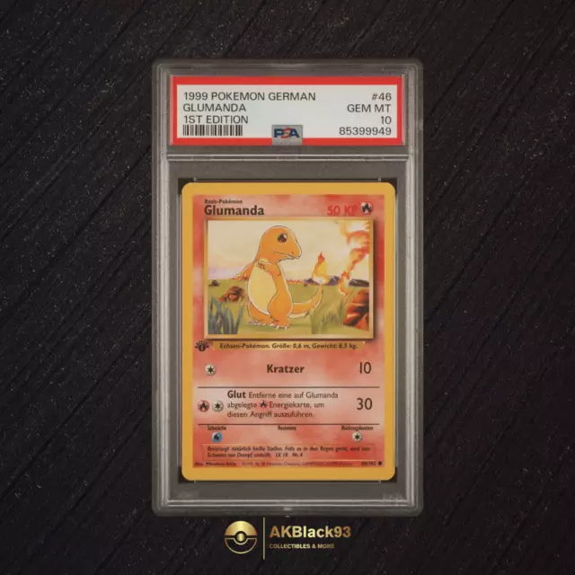 Pokémon - Glumanda - 1. Edition Basis Set (Deutsch) 46/102 -  PSA 10 Gem Mint