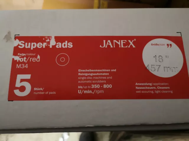 5 x Superpad Janex Rot 457 mm 18 Zoll Nassscheuern und Cleanern