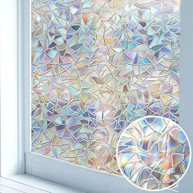 Rainbow Reflective 3D Window Film Decorative Privacy Static Clings Glass Sticker