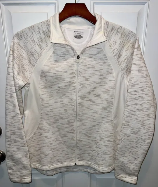Tek Gear Womens Soft Polyester LS Full Zip Heather Off White Track Jacket XL