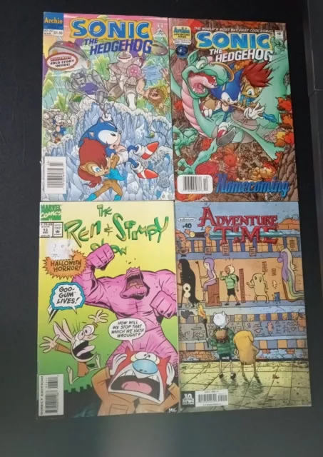 LOT of 4 Archie Comics Sonic The Hedgehog #32, #77, Ren & Stimpy, Adventure Time