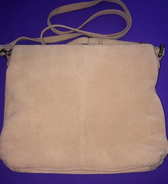 Margot Genuine Leather Peach Pink Suede Crossbody Bag Purse Great Condition