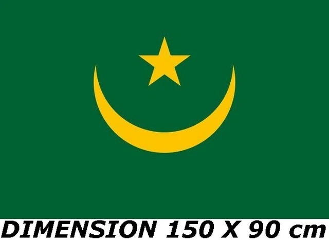 Drapeau De Table Mauritanie 21x14cm - 100% Polyester, Hampe 25cm, Socle Noir
