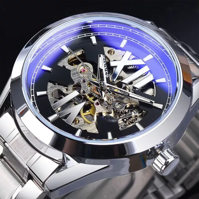 Luxus Winner Herren Automatik Mechanische Armbanduhr Vollstahlarmband Militär