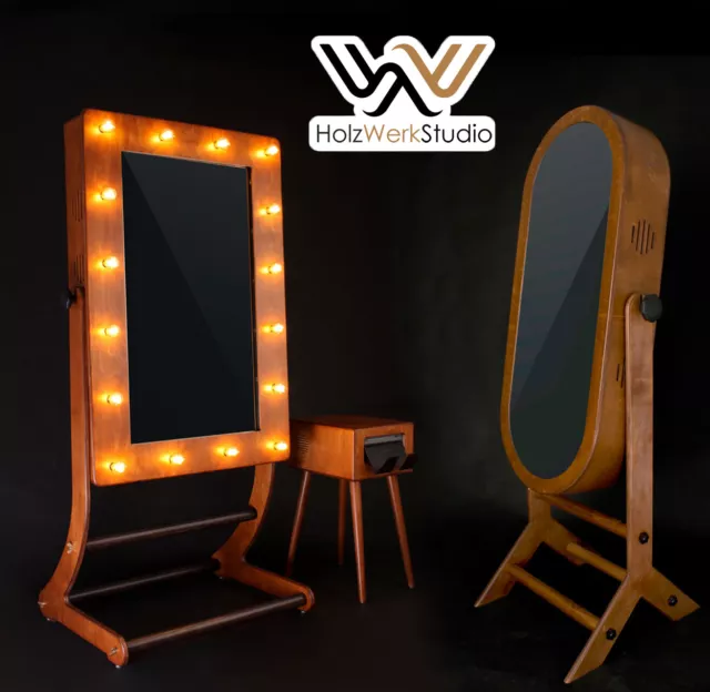 Fotobox Fotospiegel Magic Mirror oder Nostalgie Fotokiste Photobooth aus Holz