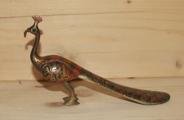 Vintage hand made brass peacock figurine