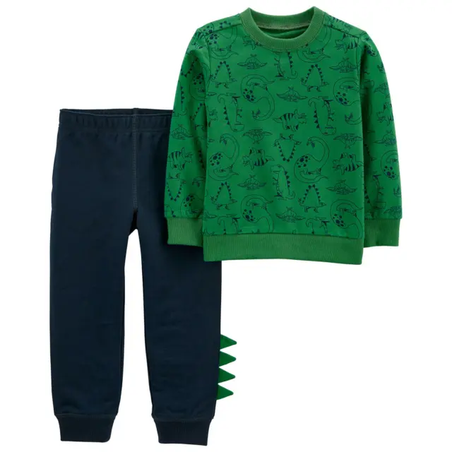 Carters Infant Boys 2 Pc Dinosaur Green Playwear Shirt Pant Set 12 mo Blue Green