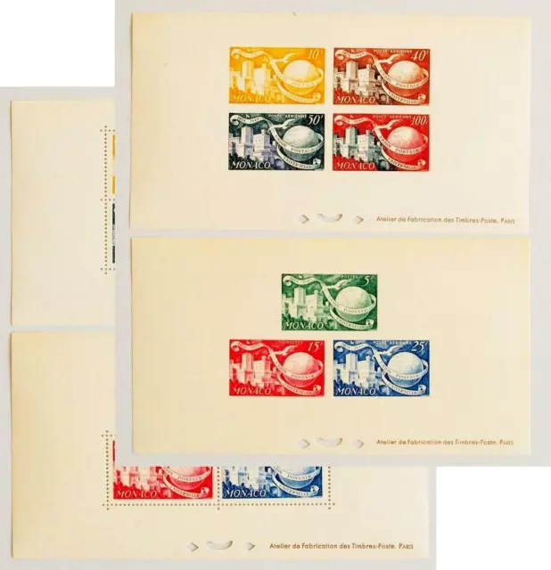 MONACO 1949 UPU, VF/XF MNH/** Perf + ImPerf Sheet Set LOOK , Globe,Postal Union