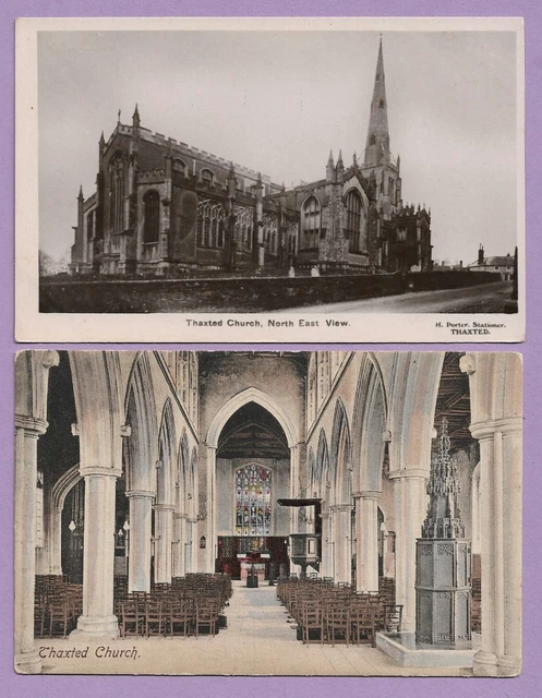 [0550] Essex Two Postcards Thaxted Church Interior + Exterior