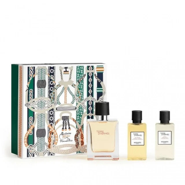 SET Hermes TERRE D'HERMES Eau de Toilette 50ml+gel doccia 40ml+dopo barba 40ml