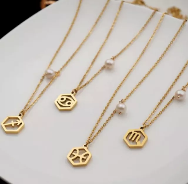 Sternzeichen Kette Halskette Minimalistisch  Gold Edelstahl