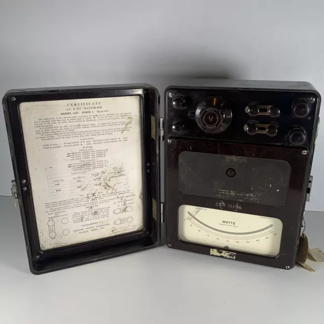 Vintage Tester AC & DC Wattmeter Modell S.67 Leistungsprüfstand Watt 100-200 V ungetestet Vintage Tester AC & DC Wattmeter Modell S.67 Leistungsprüfstand Watt 100-200 V ungetestet