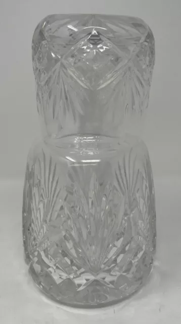 Crystal Tumble Up Set Fan Pattern Decanter Glass Bedside Water Carafe