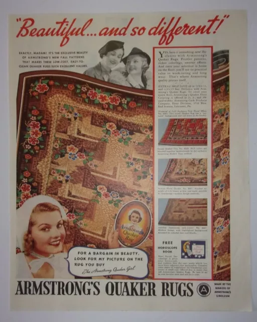 1937 Armstrong's Quaker Rugs Advertisement