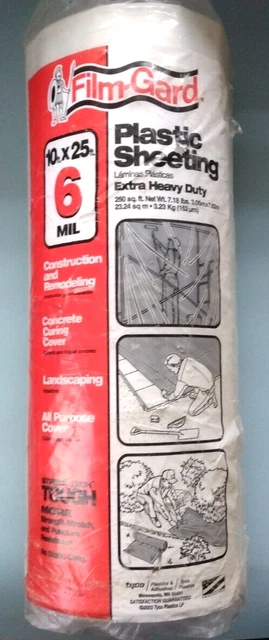 10-Ft x 25' x 6-Mil Clear Plastic Sheeting Crawl-Space Concrete Protector Cover