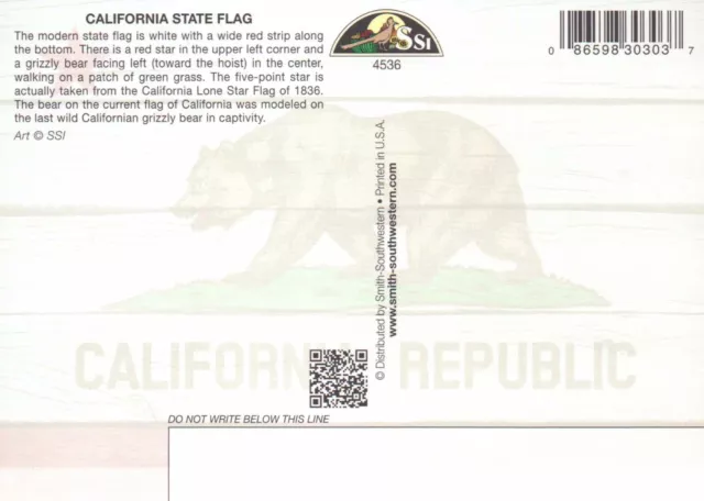 California State Flag, Grizzly Bear, Red Star, CA Republic, Green Grass Postcard 2