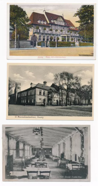 3x AK Danzig Litho um 1900 Schützenhaus St Marien Krankenhaus Sammlungsauflösung