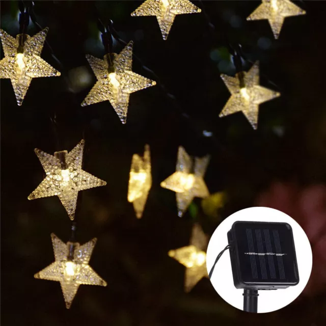 Solar Powered Fairy String LED Lights Waterproof Star Decor Party Garden Outdoor 2