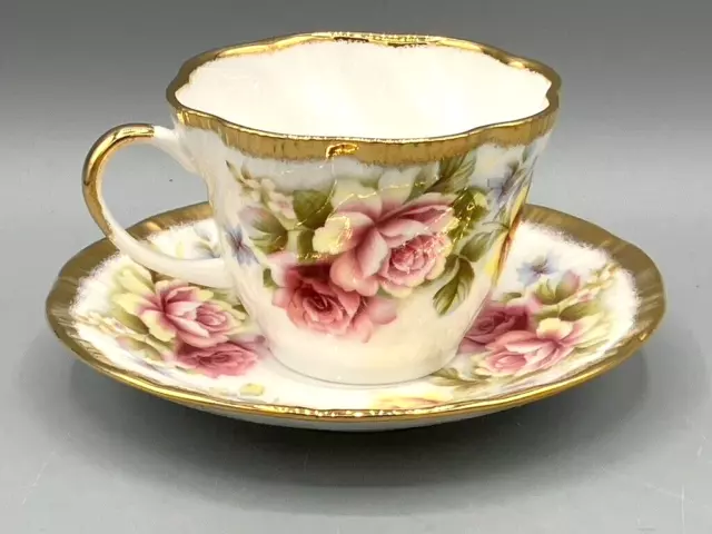 Vintage Fine Bone China Queen's Rosina China England Roses Gold Trim