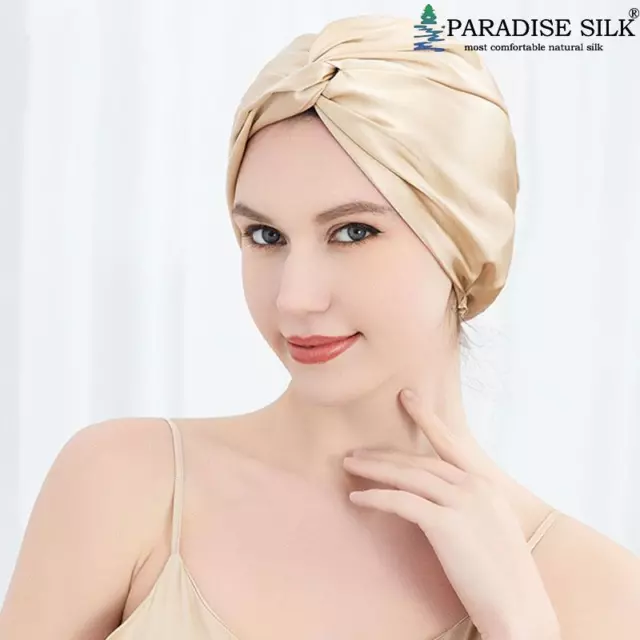 Lady Double Layers Natural Silk Slumber Shower Bathing Bath Hair Cover Cap Hat