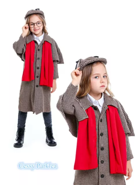 Z-C1-2 Kids Sherlock Holmes Detective Child Boys Girls Book Week Costume