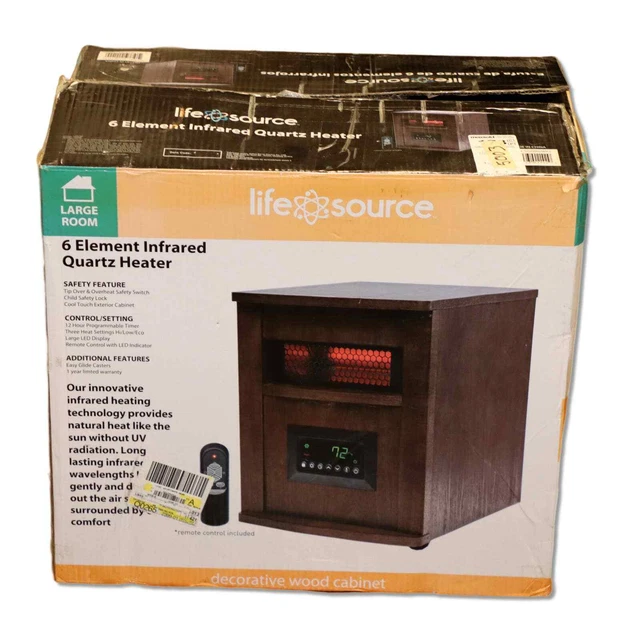 Life Source 6 Element Infrared Quartz Heater 1500 Watt 5100 BTU SGHW6WIQ