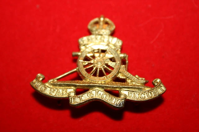ORIGINAL BRITISH ARMY Metal Cap Badge Royal Artillery Ww2 Beret Size #2 ...