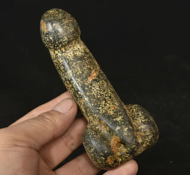 4.8" Old Chinese Hongshan Culture Jade Carved organum intromittens Statue