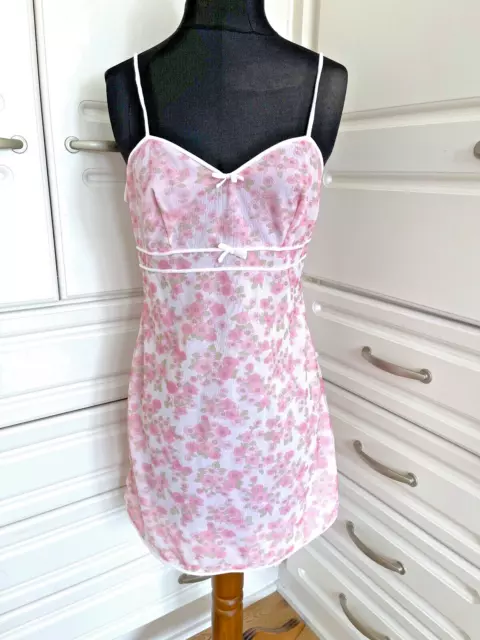 Cravatta da notte slip corta floreale rosa vero vintage St Michaels anni '60 36" busto UK 12