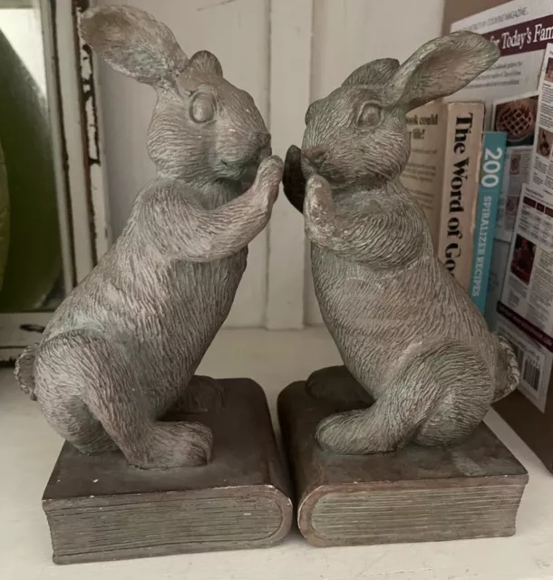 2 VINTAGE Bunny Rabbit Bookend Set Nursery Decor Expo Book Ends Pair CHRISDON 2