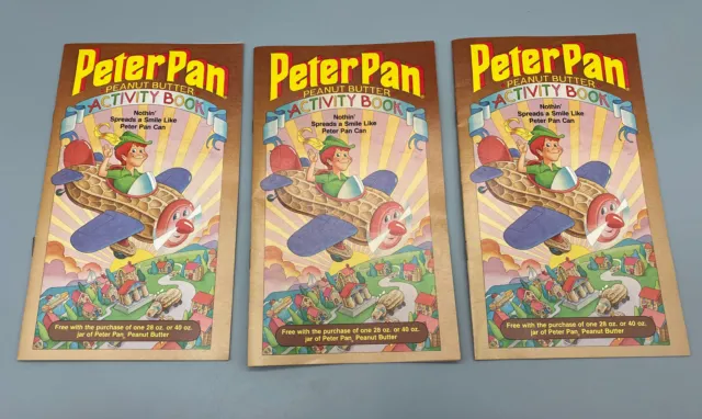 3 VTG 1983 Peter Pan Peanut Butter Advertising Activity Coloring Book Unused NOS