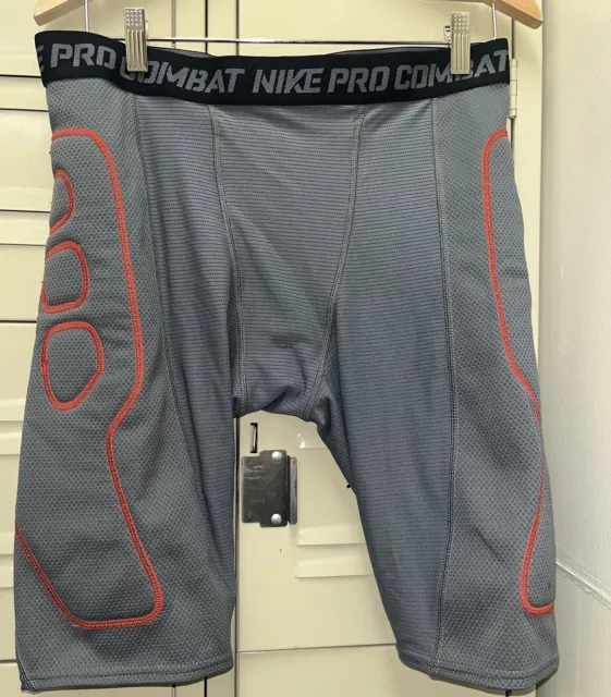 Nike Pro Combat Compression Shorts Mens XL Gray Sports Padded Dri-Fit Preowned