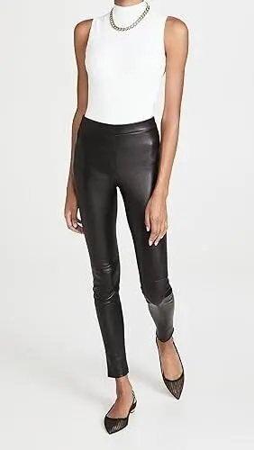 Theory 8 Leather Legging Adbelle L2 Skinny Stretch Black Pull On Pants Nwt $995