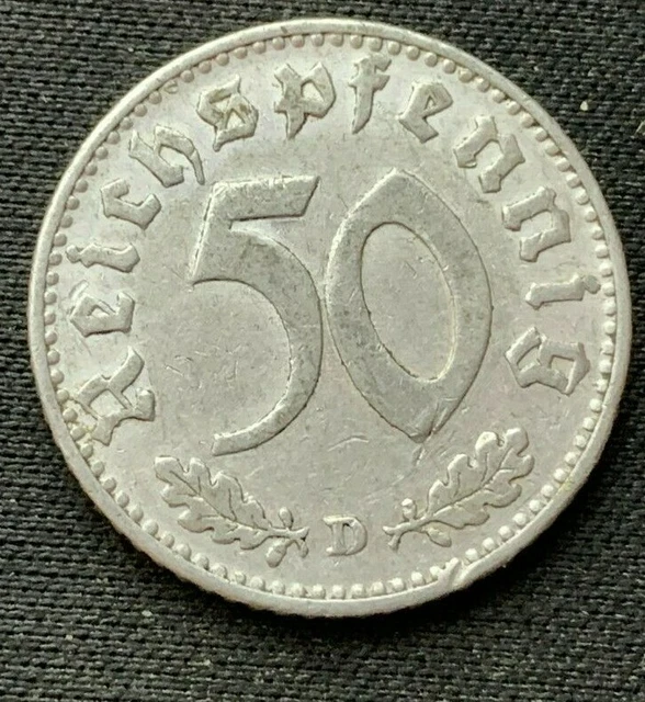 1935 Germany 50 Pfennig Coin XF +  ( D Mint )  World Coin   #C369