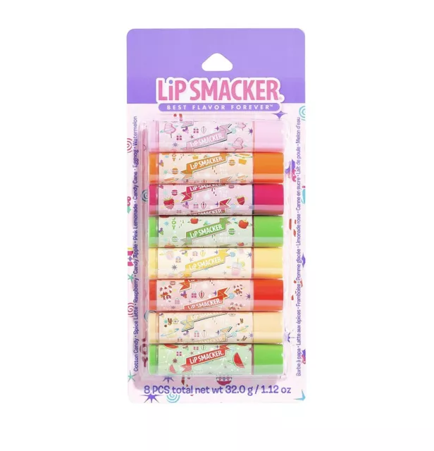 Lip Smacker Original & Best Flavored Lip Balm 8 Pack, Cotton Candy, Spice Latte
