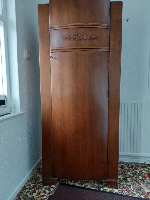 Vintage 1950s 1960s Lebus wardrobe hall bedroom coat cupboard single door keyed