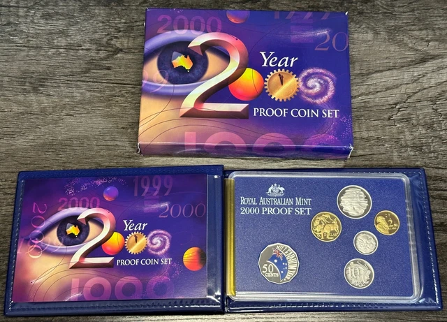 Australia 2000 Millennium Royal Australian Mint Proof Coin Set Colorized 50c
