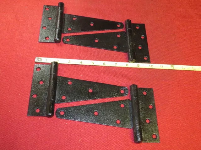 Four (4) ,Vintage Metal Barn Door T-Strap Hinges Rustic Primitive, 10"x 4 1/2"
